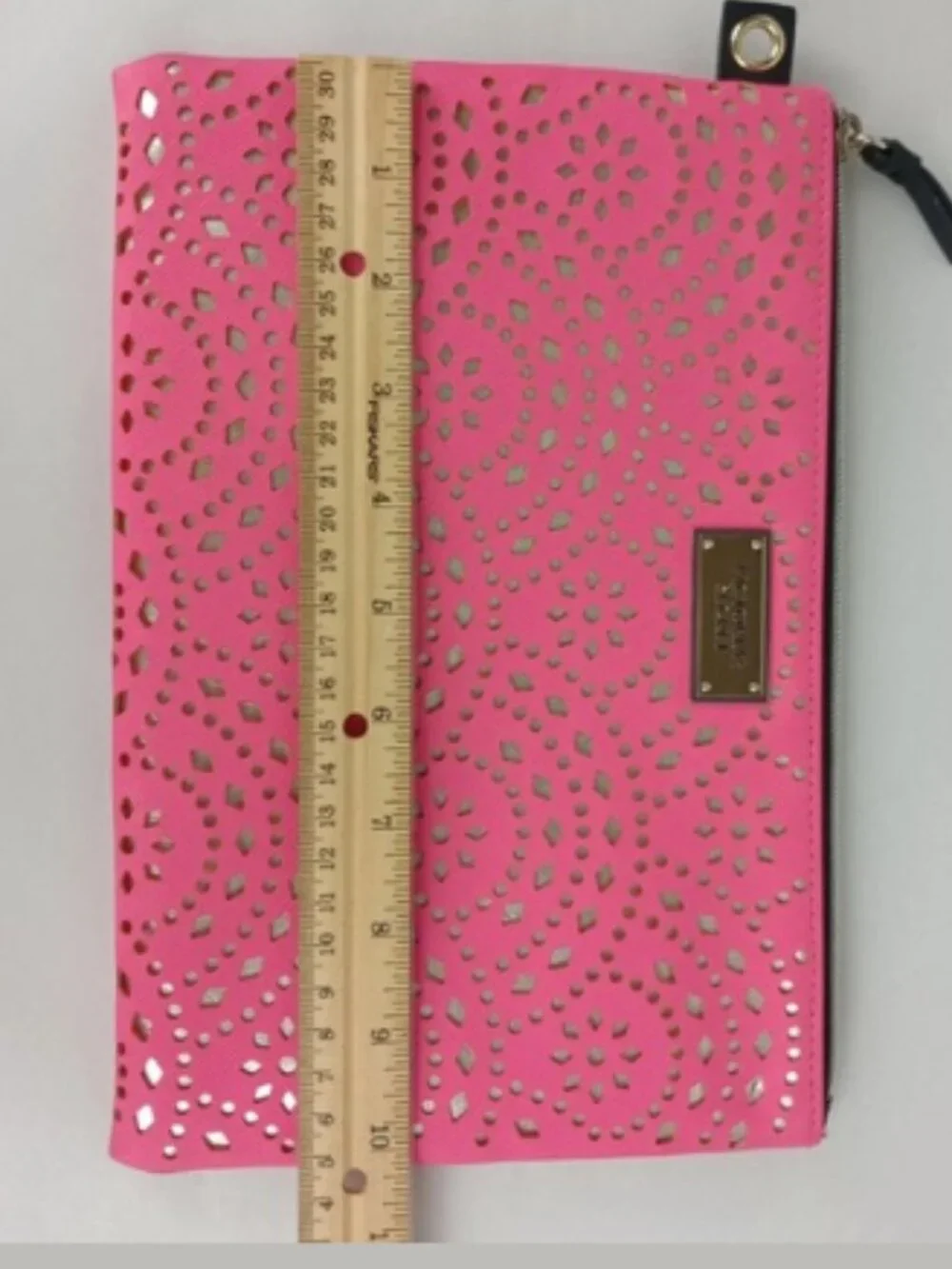 NWOT Victoria's Secret Hot Pink Gold Make Up‎ Bag Clutch Purse